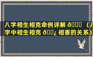 八字相生相克命例详解 🐛 （八字中相生相克 🌿 相害的关系）